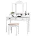 Write Vanity Table Set 7 Drawers With Mirror Cushioned Stool Set